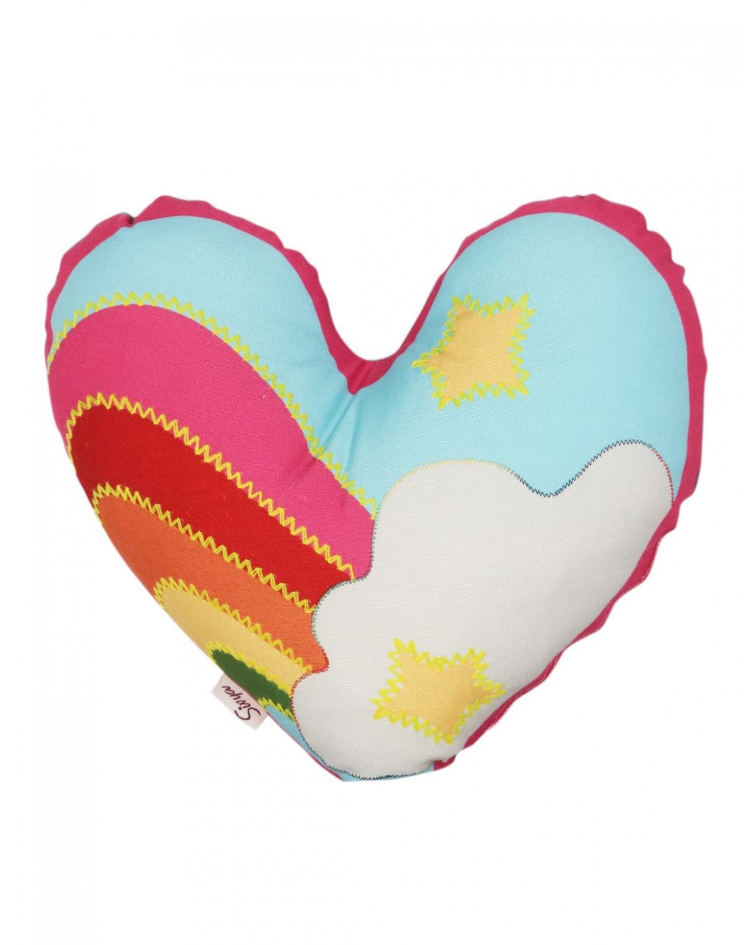 Radiant Love Printed Rainbow Heart Stuffed Cushion for kids