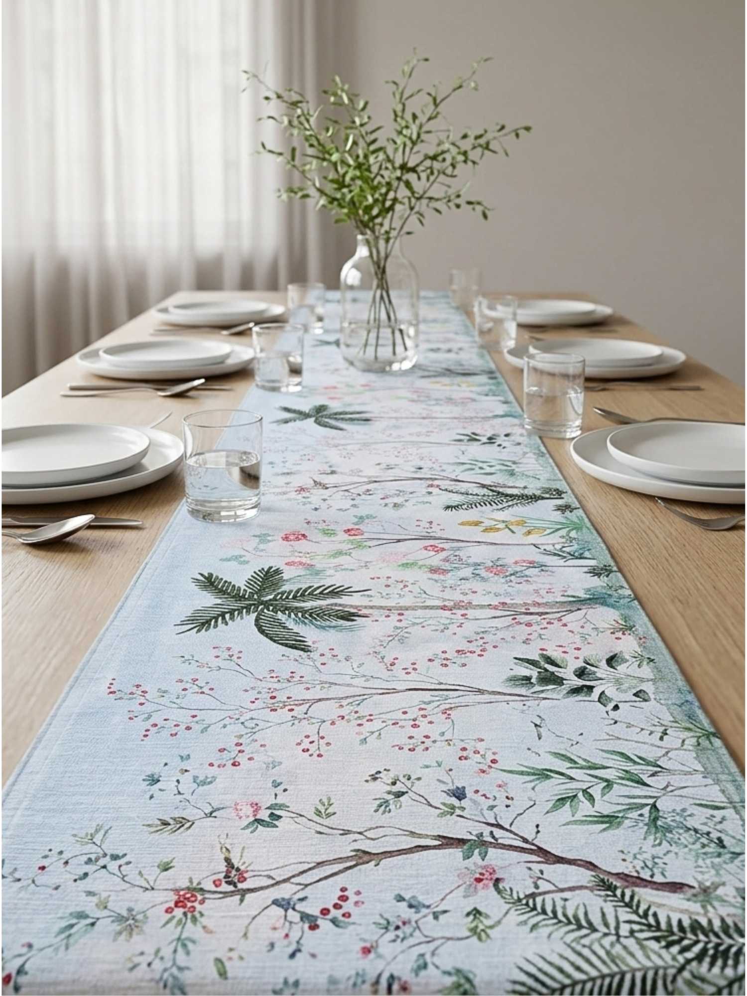 Serene Botanica Velvet Table Runner