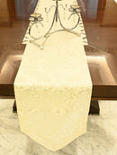 Cream Royal Damask Jacquard Table Runner with Tassel