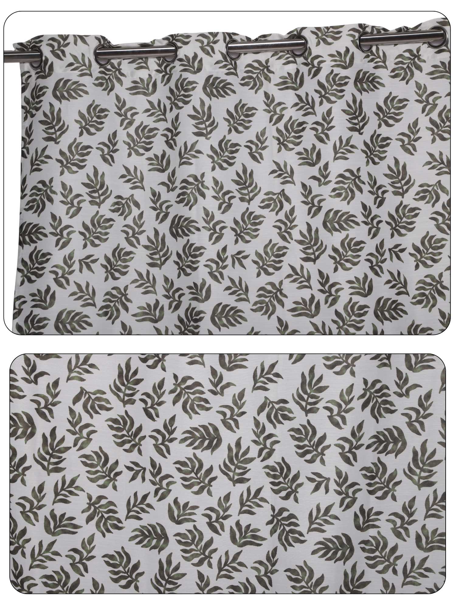 Green Leaf Printed Door Curtain - Pack of 1