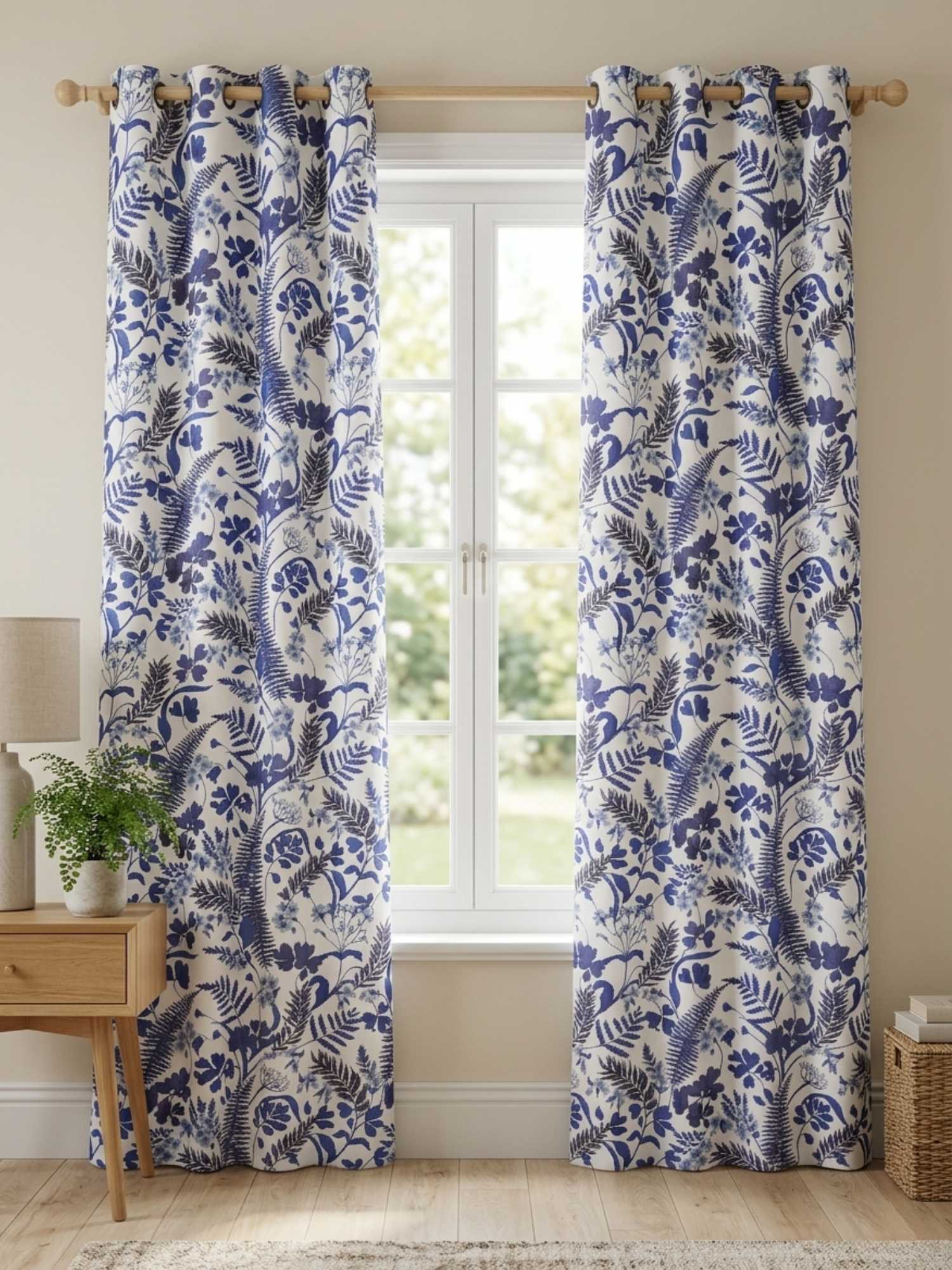 Indigo Botanical Printed Door Curtain -  Pack of 1