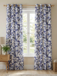 Indigo Botanical Printed Door Curtain -  Pack of 1
