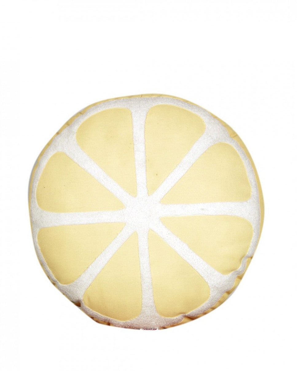 Zesty Elegance Printed Lemonish Shape Cushions with Citrusy Embroidery