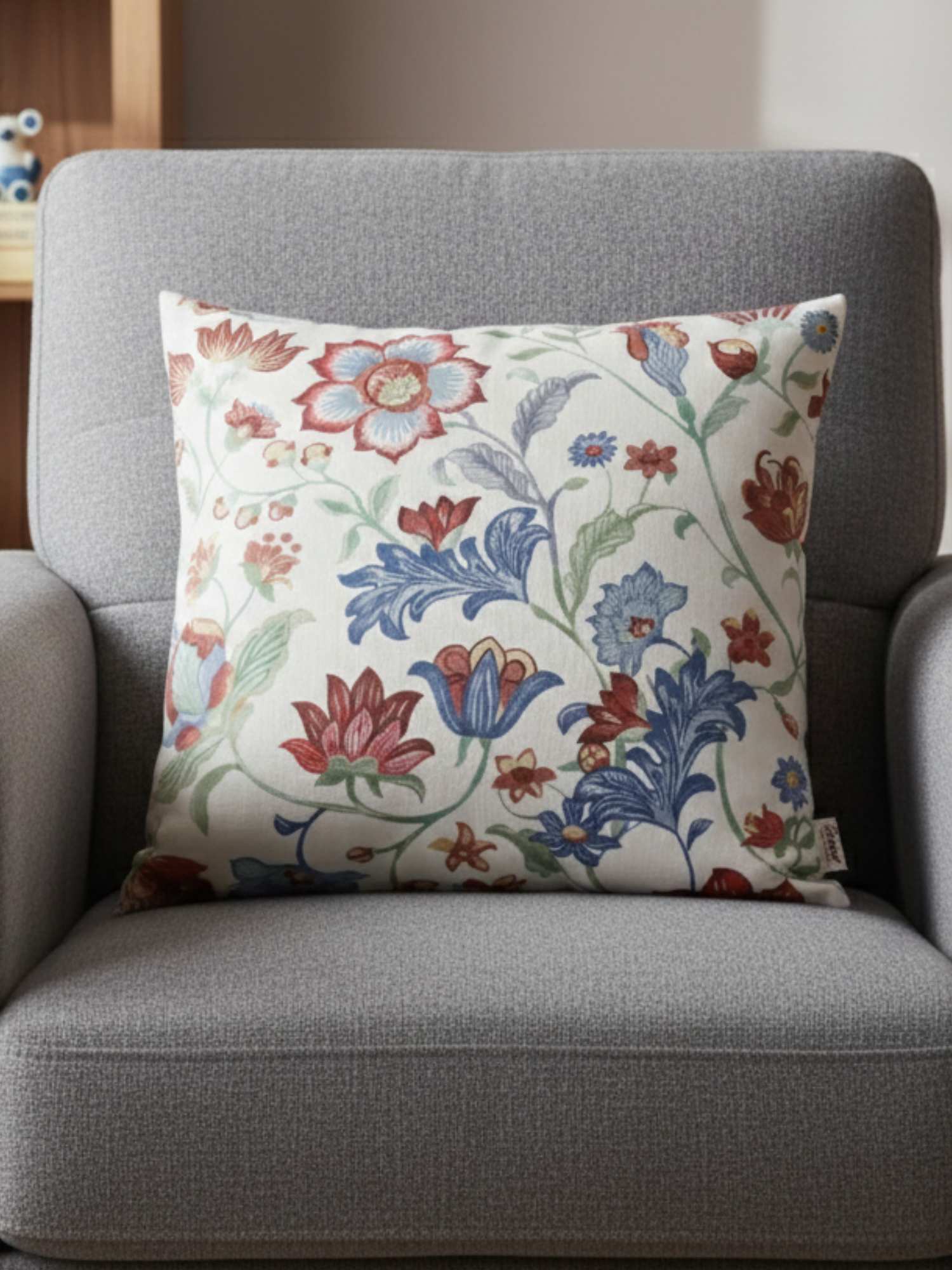 Vintage Floral Cushion Cover - 16x16 Inch