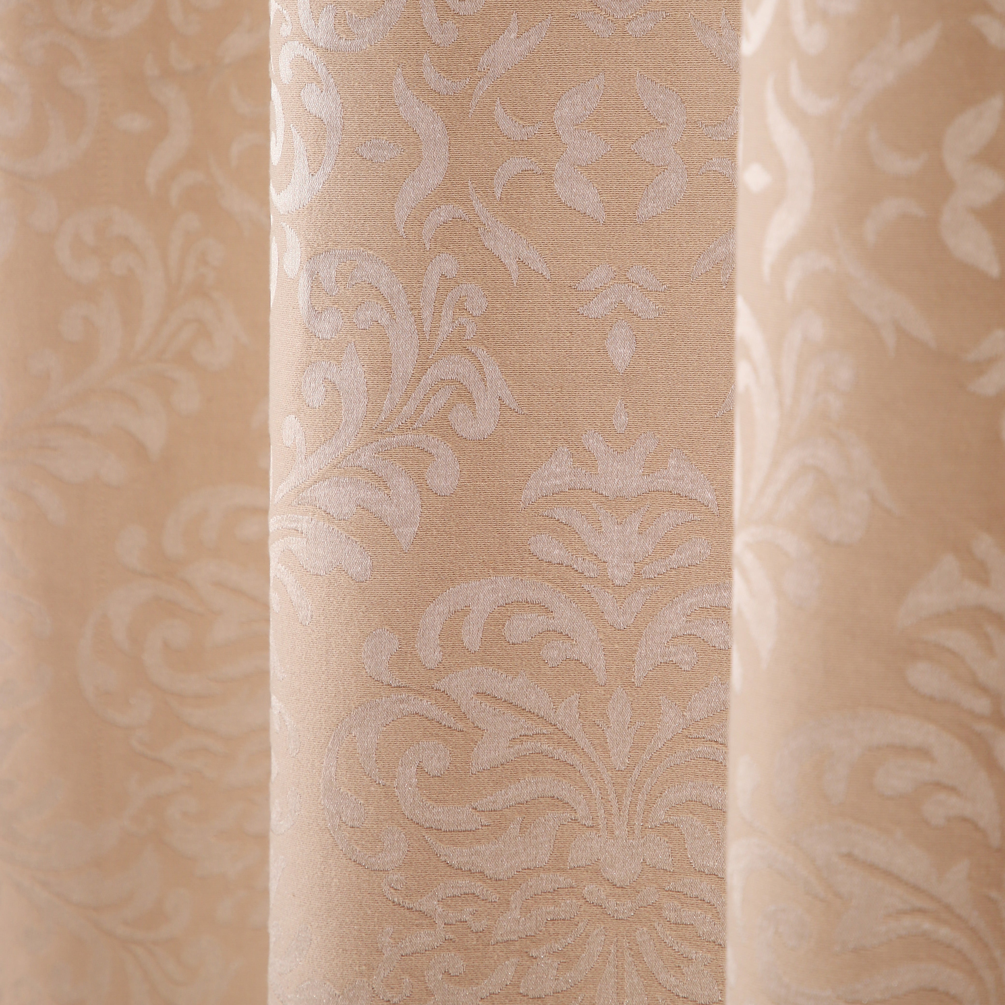 Cotton Heavy Fabric Grommet Self Design Gold Curtain