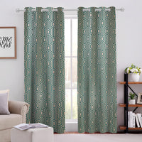Cotton Geometric Self Design Green Curtain