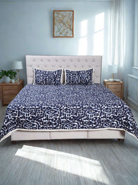 Midnight Ikat Luxe Viscose Dohar with Contrast Piping - 2 Pillow Cover
