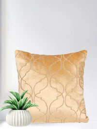 Beige Bliss 12x12 Inch Cross Ogee Velvet Cushion Cover