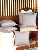 Plane Flenge Cotton Cushion Covers Blue Set of 2