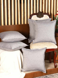 Plane Flenge Cotton Cushion Covers Blue Set of 2