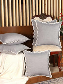 Self Flenge Cotton Cushion Covers Blue Set of 2
