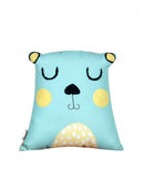 Blue Bear Bliss Embroidered Bear-Shaped Cushion for Snuggly Adventures