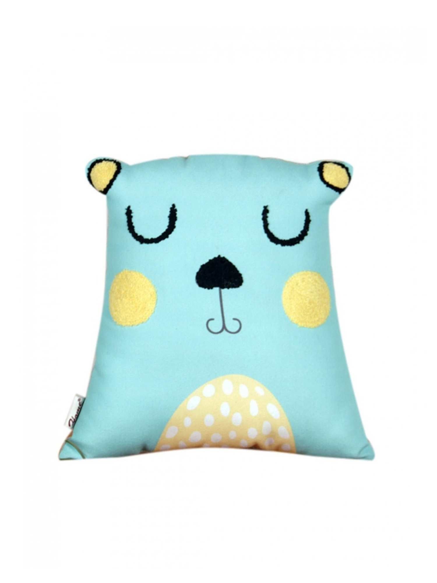 Blue Bear Bliss Embroidered Bear-Shaped Cushion for Snuggly Adventures