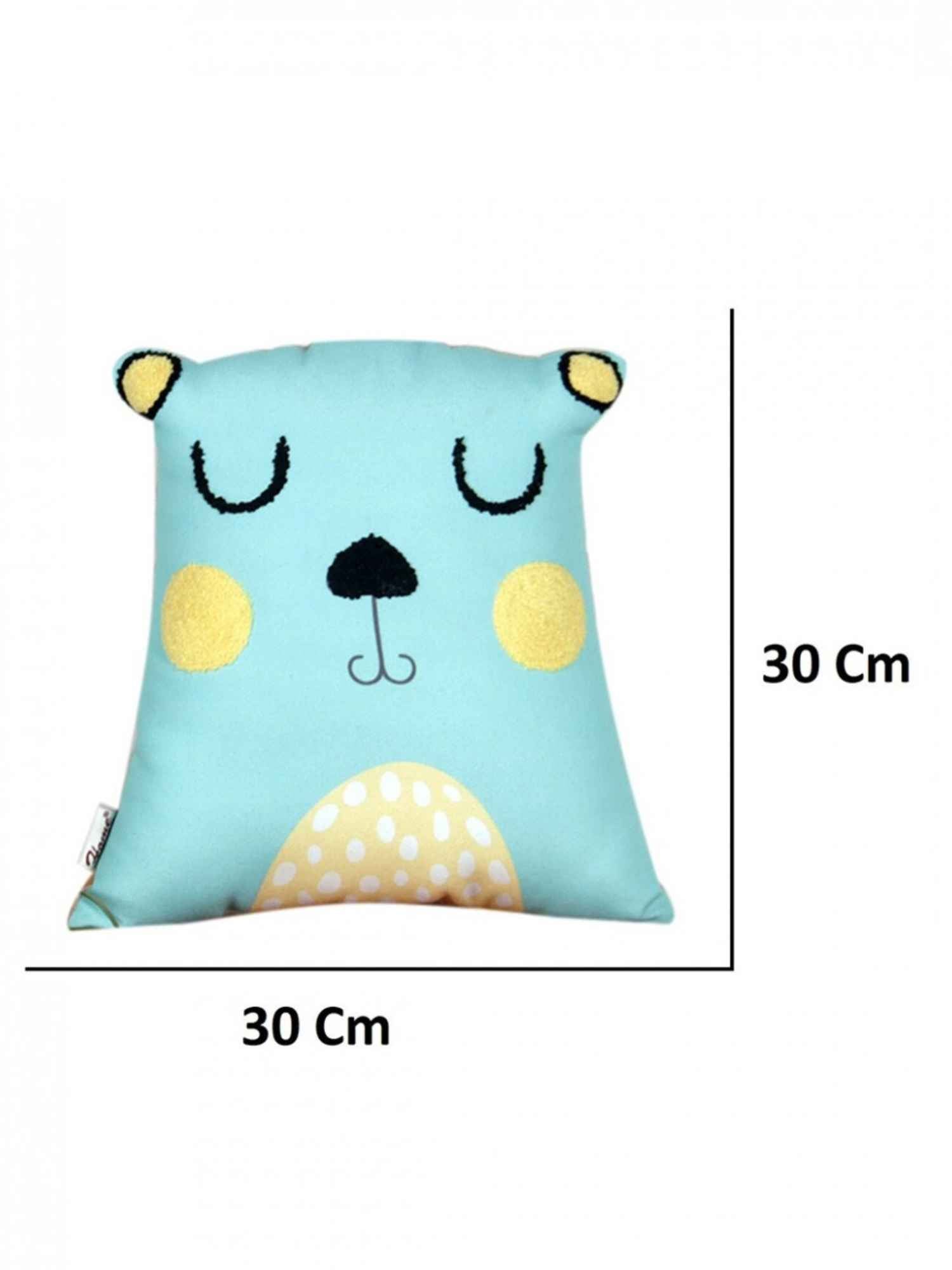 Blue Bear Bliss Embroidered Bear-Shaped Cushion for Snuggly Adventures