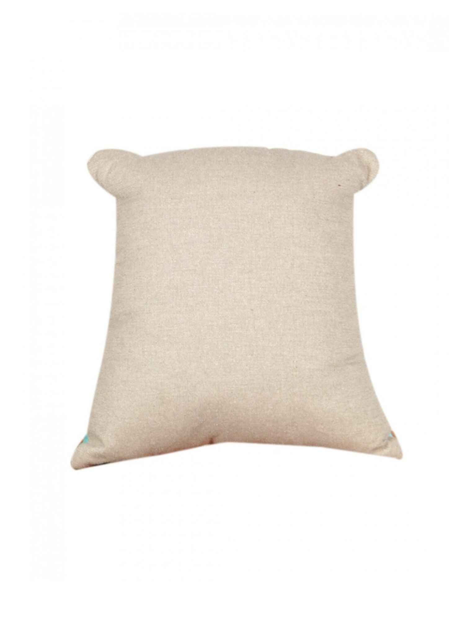 Blue Bear Bliss Embroidered Bear-Shaped Cushion for Snuggly Adventures