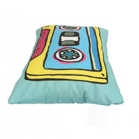 Mixtape-Inspired Stuffed Cushion with Intricate Embroider