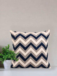 Cotton Chambray with Embroidery cushion cover 18x18 inch