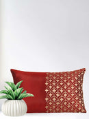 Elegant Festive Maroon Embroidered Cushion Cover 12x18 Inches