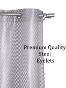 Grey Self Design Tissue Shear Net Curtains