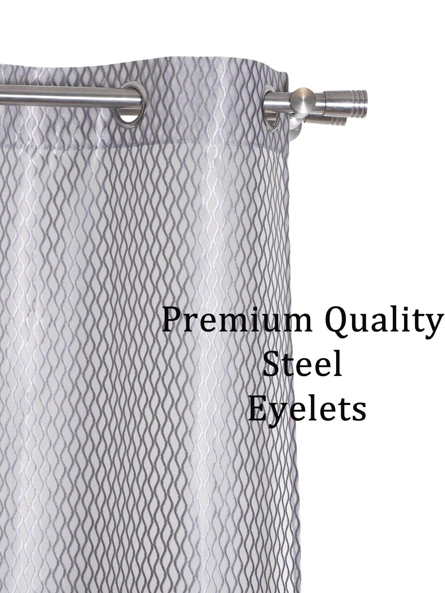 Grey Self Design Tissue Shear Net Curtains