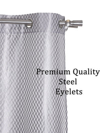 Grey Self Design Tissue Shear Net Curtains