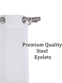 Off White Self Design Tissue Shear Net Curtains