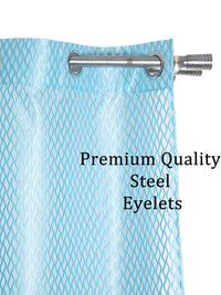 Blue Self Design Tissue Shear Net Curtains