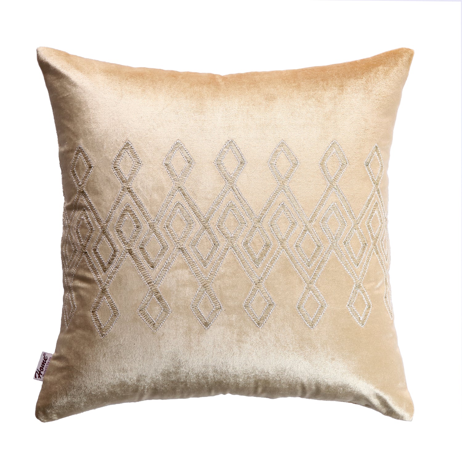 Gold Radiance Solid Velvet Viscose Center Band 16x16 Cushion Cover - Pack of 2