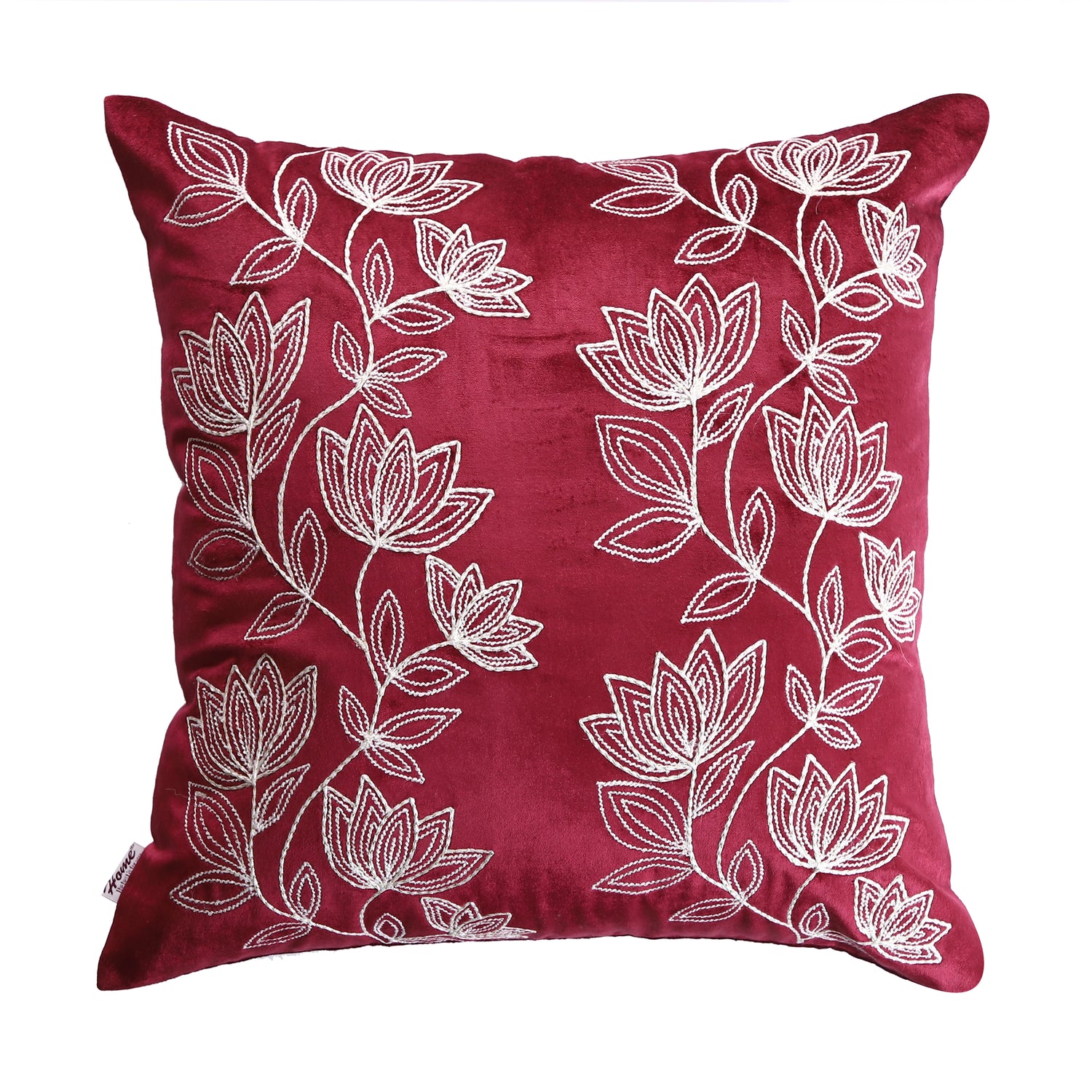 Petal Bliss Embroidered 18x18 Inch Cushion Cover - Pack of 2