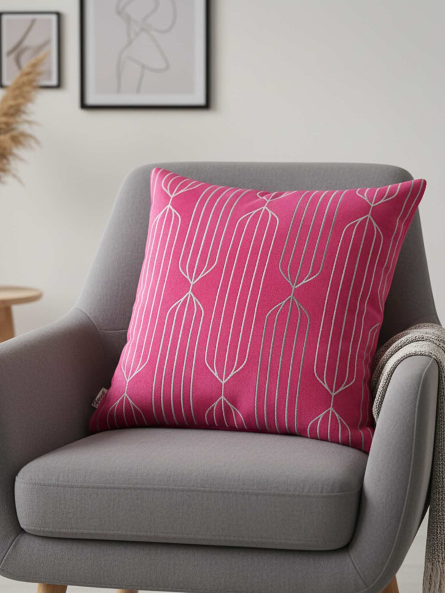 Fuchsia Fusion Cord 16x16 Inches Cushion Cover - Pack of 2