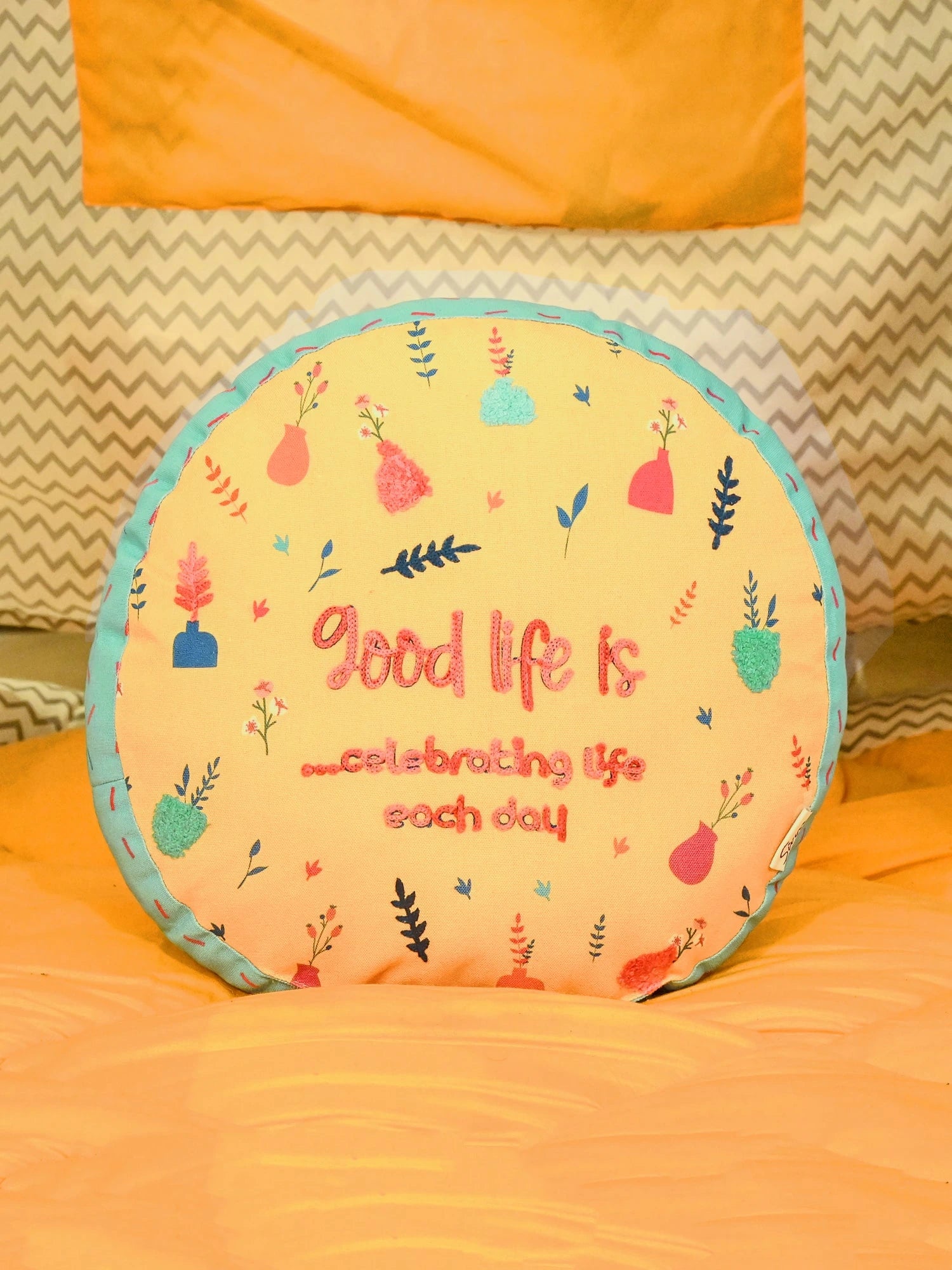Fusia Round Printed Shape Cushion for Kids