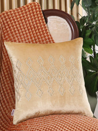 Gold Radiance Solid Velvet Viscose Center Band 16x16 Cushion Cover - Pack of 2