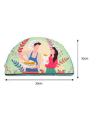 Green Semi Round Printed Shape Cushion for Kids