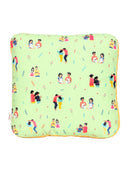 Green Square Printed Shape Cushion for Kids