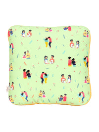 Green Square Printed Shape Cushion for Kids