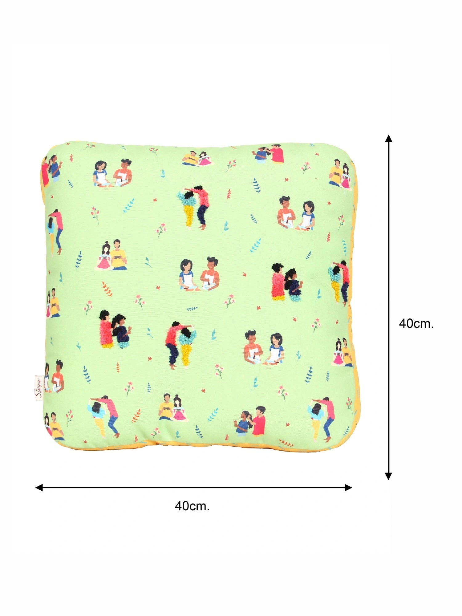 Green Square Printed Shape Cushion for Kids