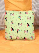 Green Square Printed Shape Cushion for Kids