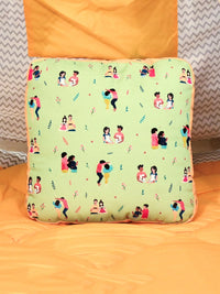 Green Square Printed Shape Cushion for Kids
