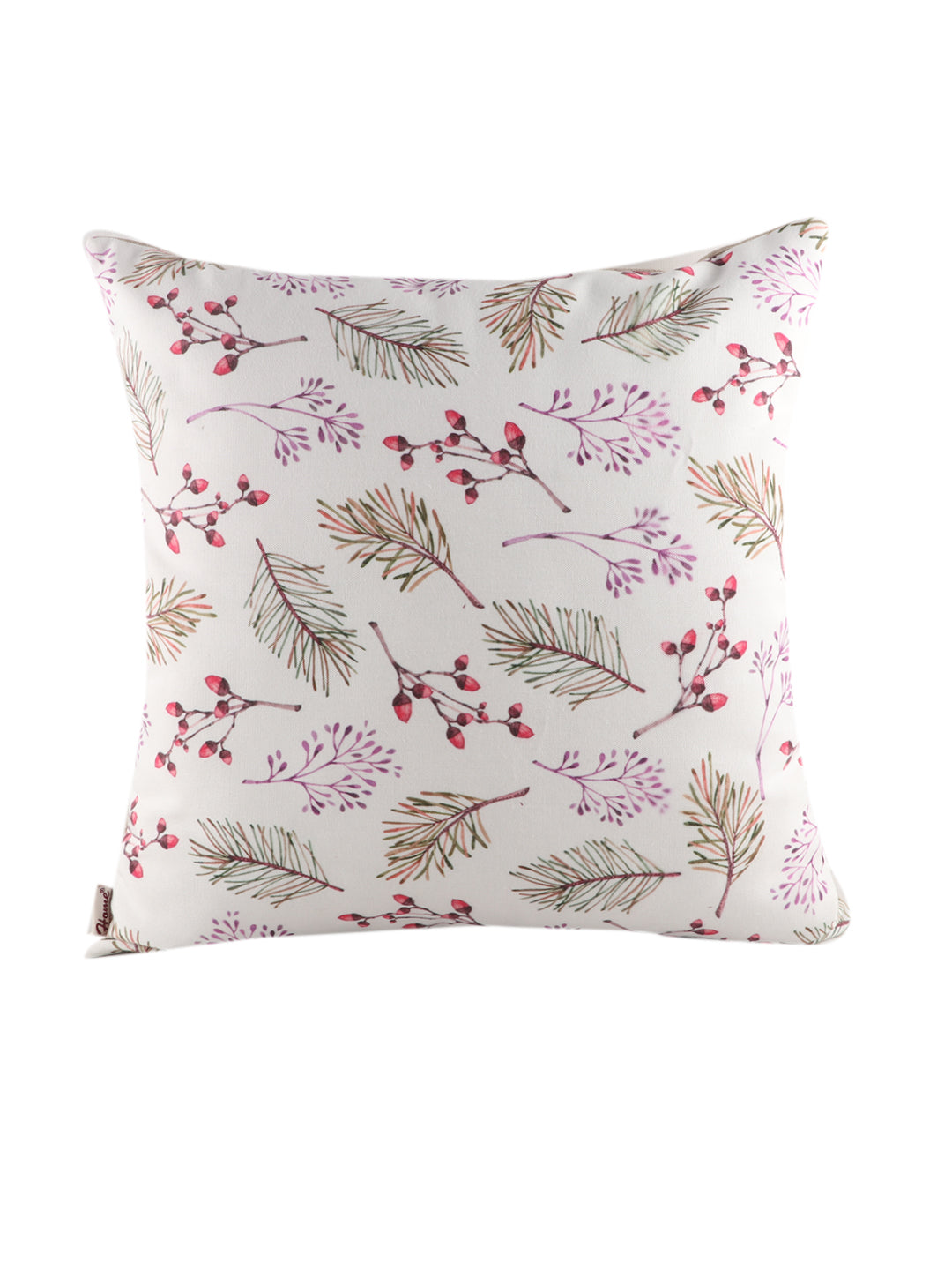 Berry Leaf Print Cushion Cover 18x18 Inch - Pack of 1