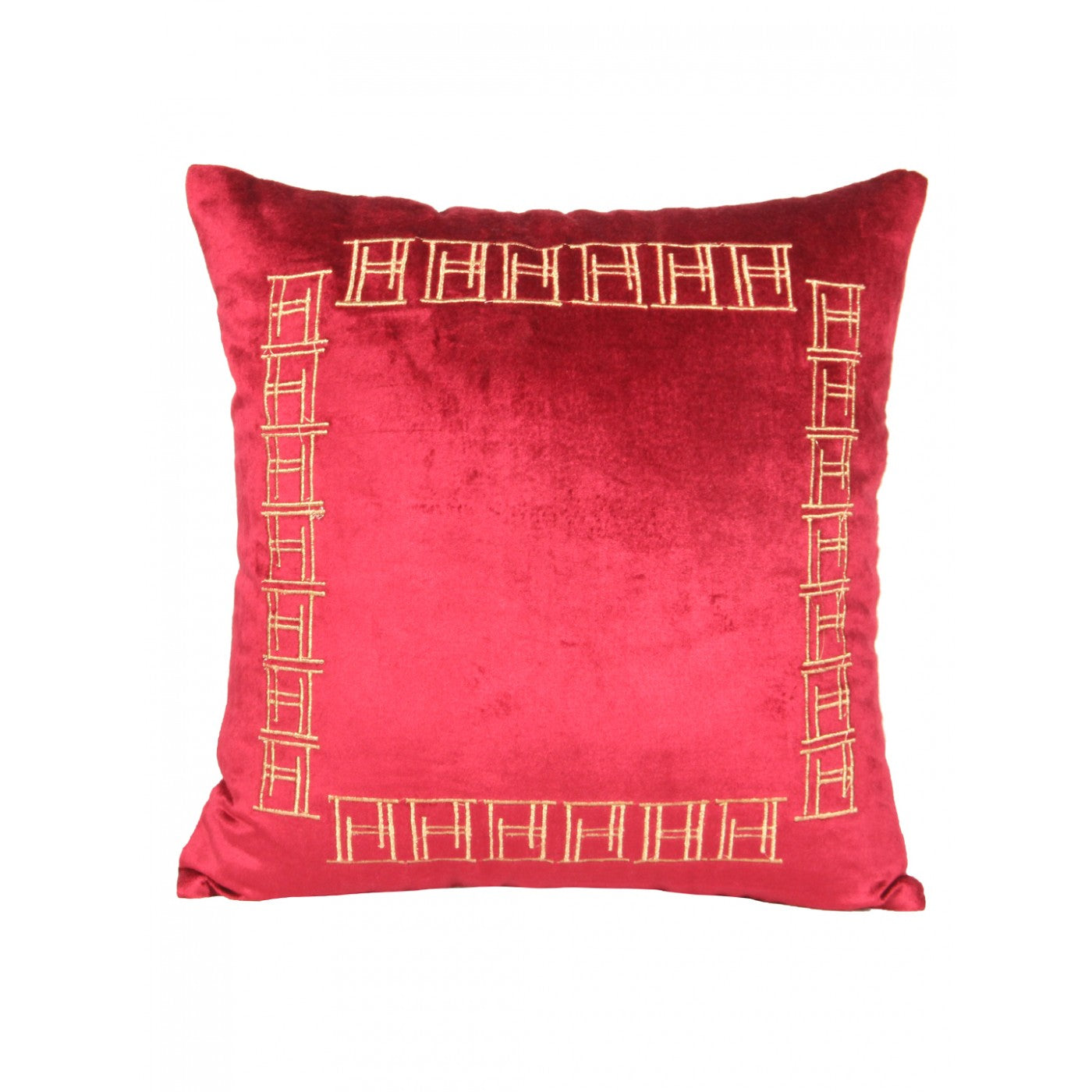 Ruby Red Velvet 16x16 Inch Embroidered Cushion Cover