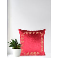 Ruby Red Velvet 16x16 Inch Embroidered Cushion Cover
