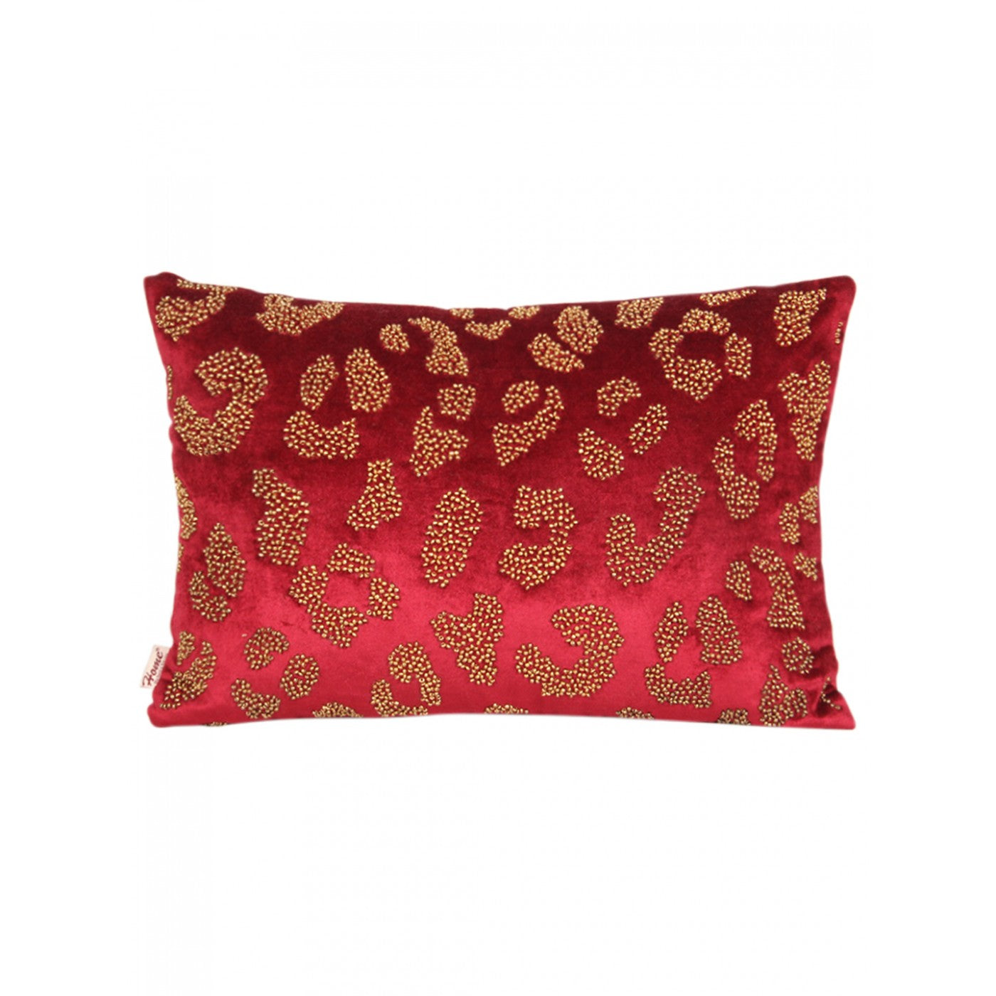 Red Enchantment 12x18 Inch Velvet Embroidered Cushion Cover