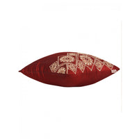 Regal Maroon Elegance 16x16 Inch Embroidered Cushion Cover