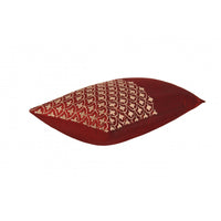 Elegant Festive Maroon Embroidered Cushion Cover 12x18 Inches