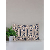 Chambray Elegance 12x18 Inch Cushion Cover Adorned with Aari Embroidery