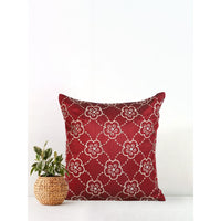 Maroon Dupion Embroidered Elegance Cushion Cover 12x12 Inches