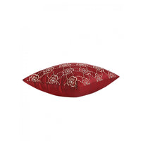 Maroon Dupion Embroidered Elegance Cushion Cover 12x12 Inches
