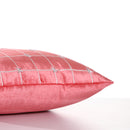 Glam Check Pink Peach Velvet Cushion Cover