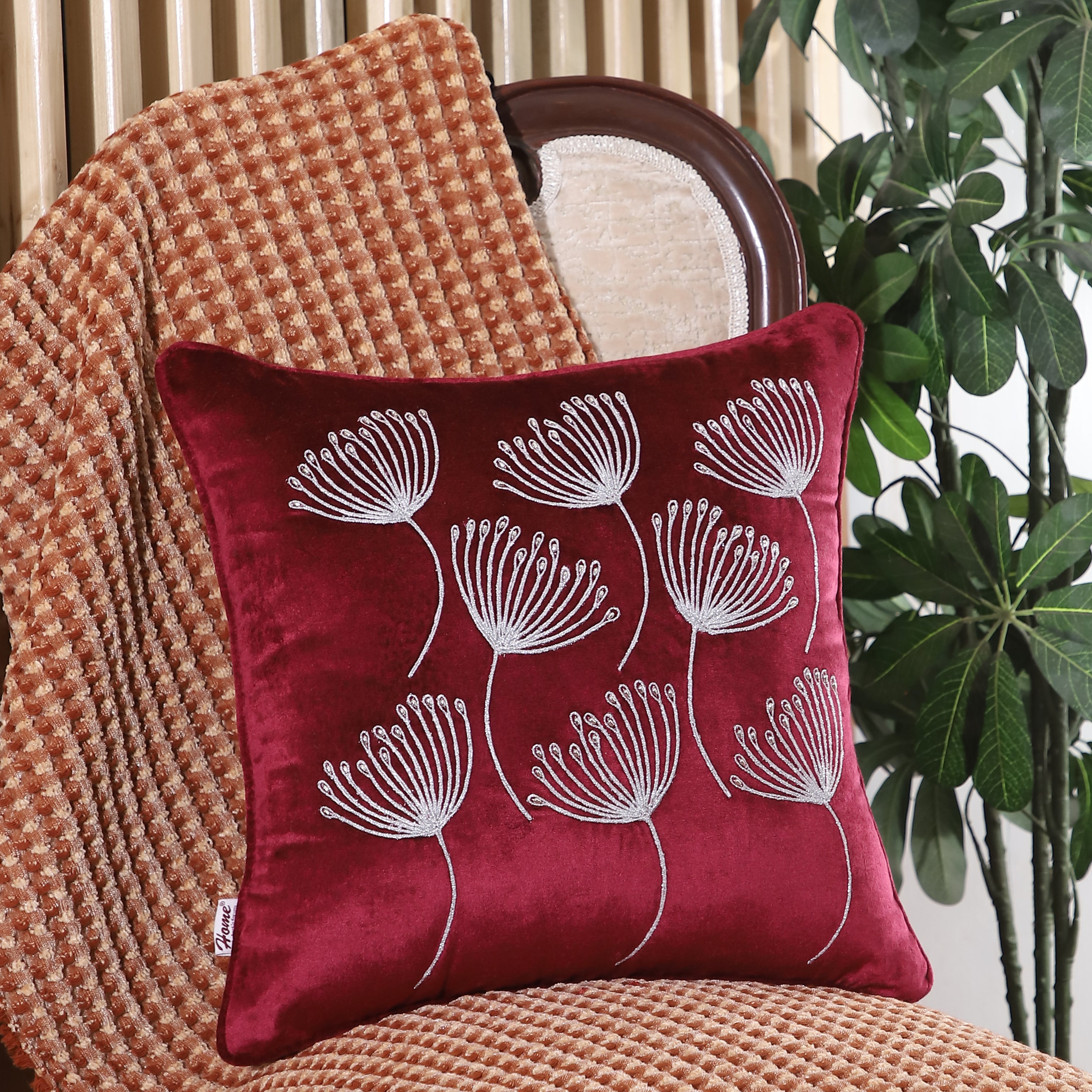 Petal Bliss Abstract Dandelion Design with Piping 16x16 Inch Cushion Cover