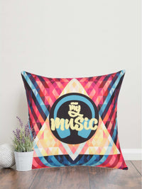 Music Printed Cushion Cover 16x16 Inch With Embroidery